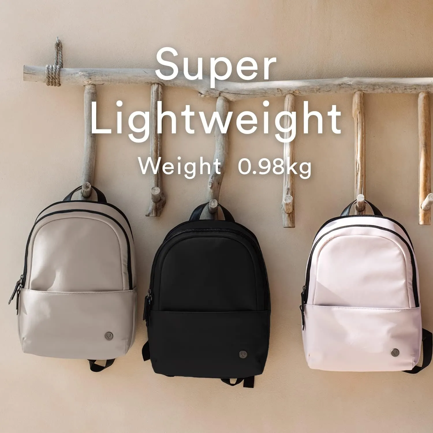 | Chelsea | Travel Backpack 15 Inch | Laptop Backpack 16.5 with Suitcase Sleeve | Waterproof Backpack with Durable Nylon & Leather | Slim Carry On Bag for Airplane Full Zipper Access | Taupe