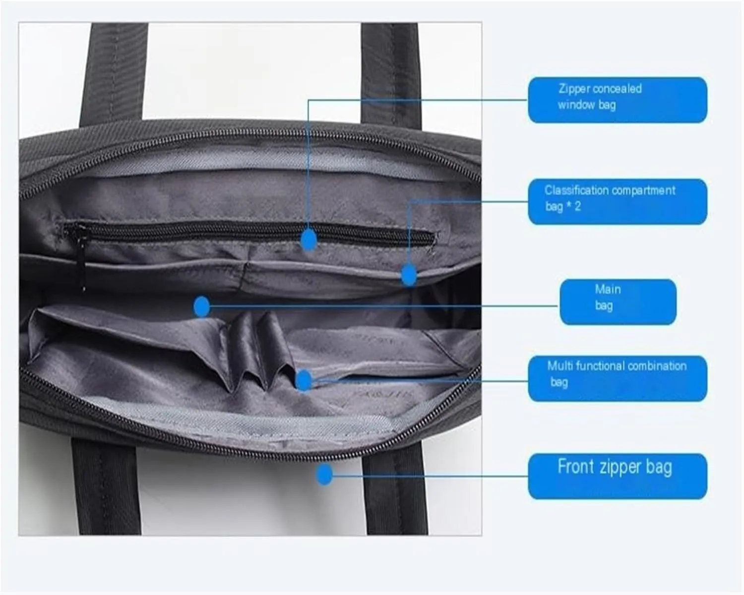 14.6-inch Laptop Black Briefcases, Waterproof Document Bags, Wear-resistant Shoulder & Crossbody Business Meeting Bags