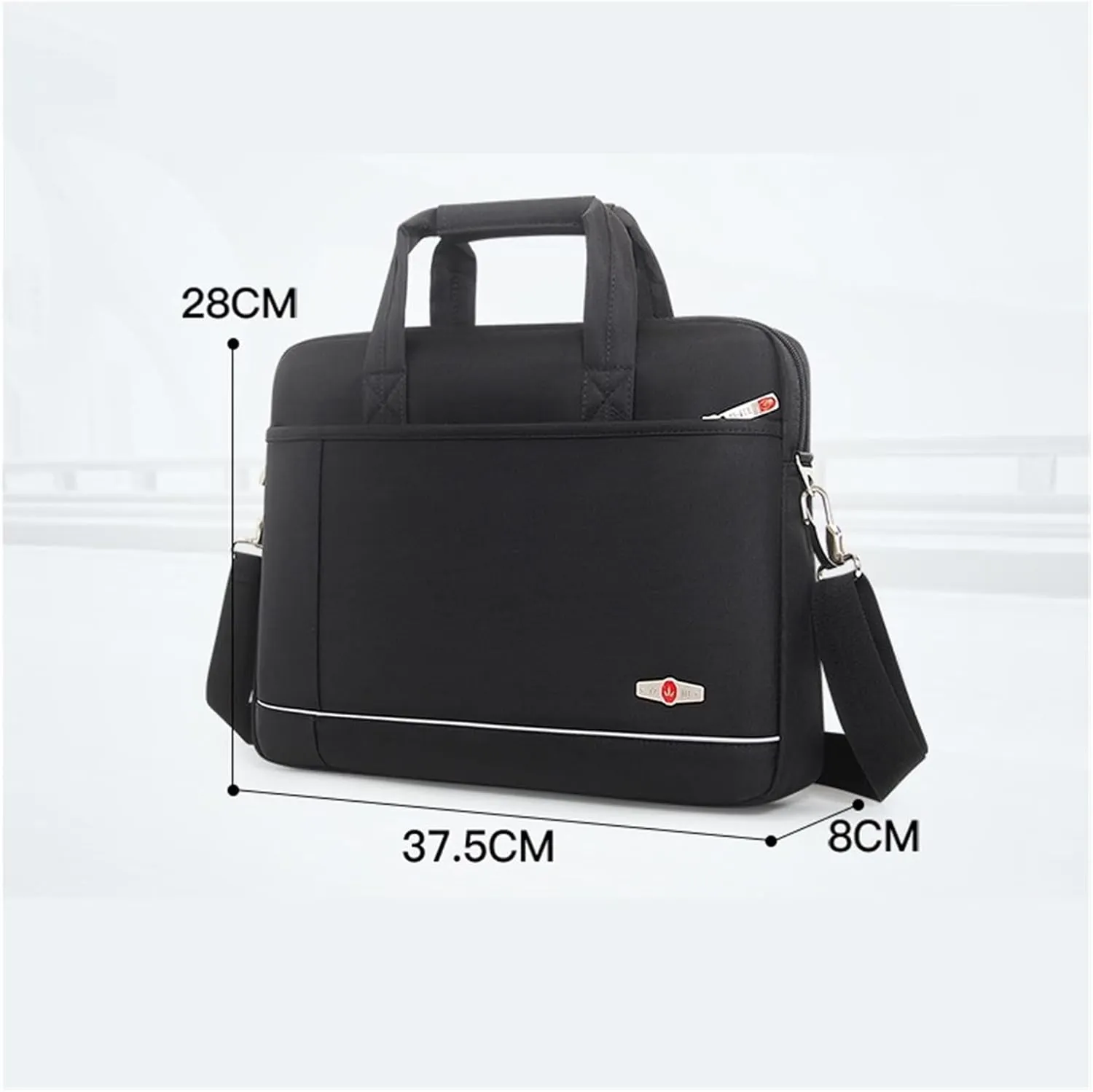 14.6-inch Laptop Black Briefcases, Waterproof Document Bags, Wear-resistant Shoulder & Crossbody Business Meeting Bags