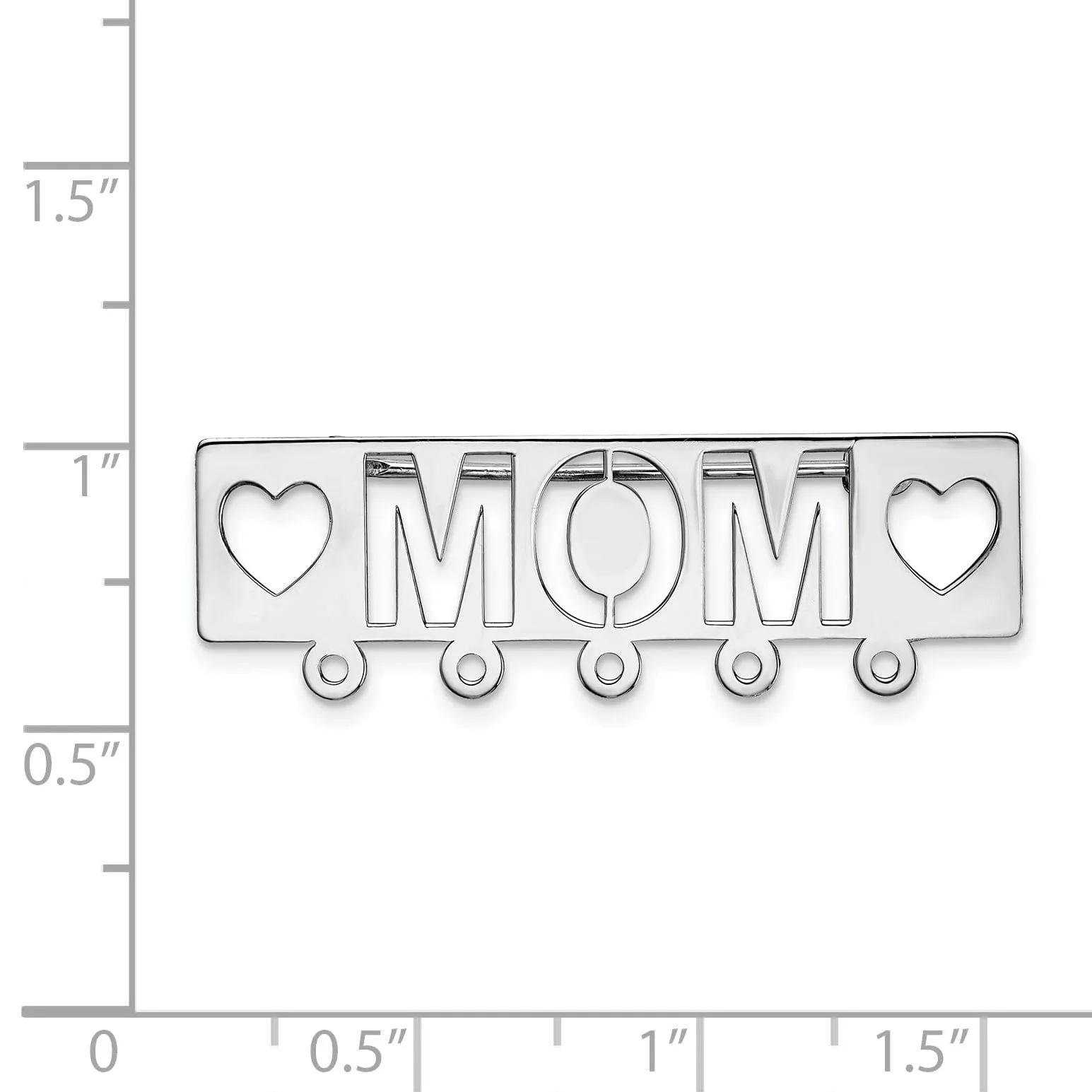 14k White Gold Polished Mom Pin