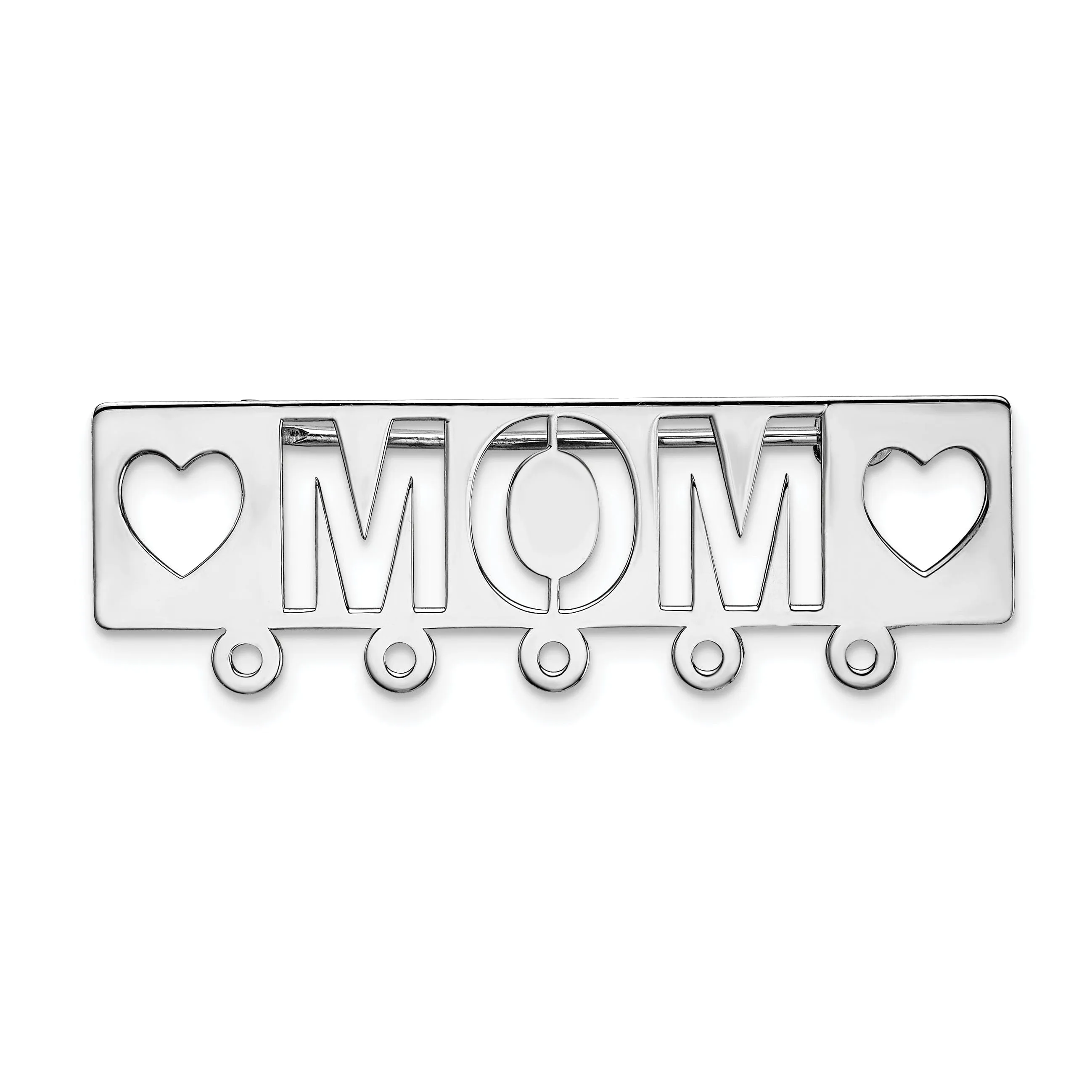 14k White Gold Polished Mom Pin