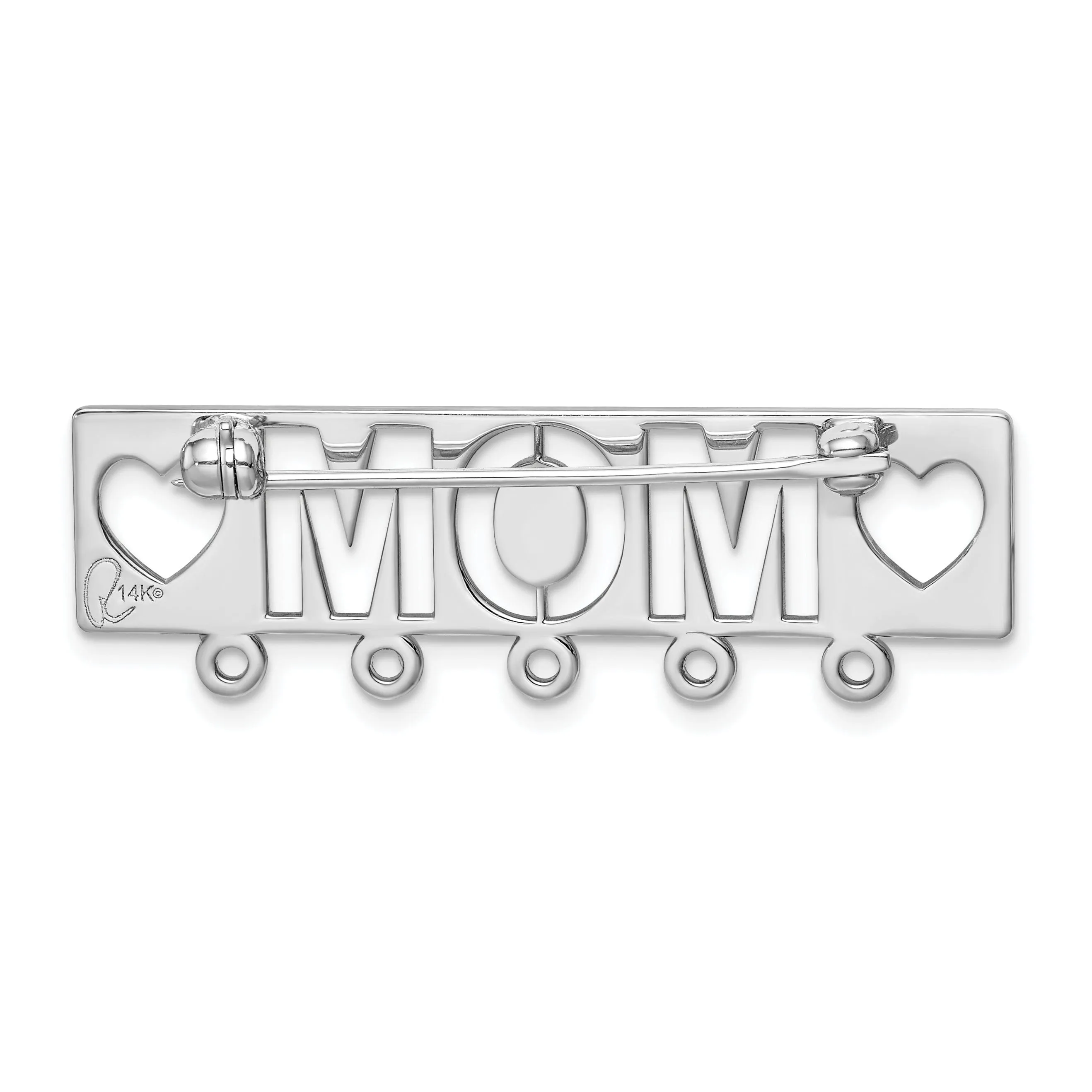 14k White Gold Polished Mom Pin