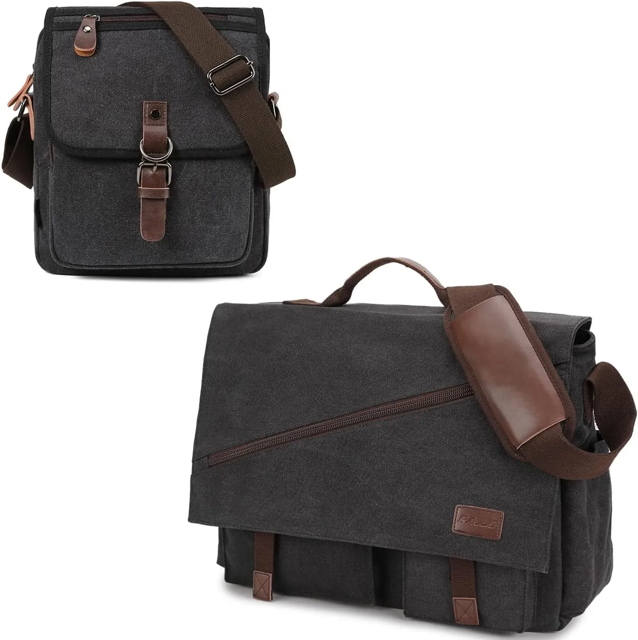 17 Inch Messenger Bag for Men,Water Resistant Canvas Satchel Briefcases and Small Shoulder Bag