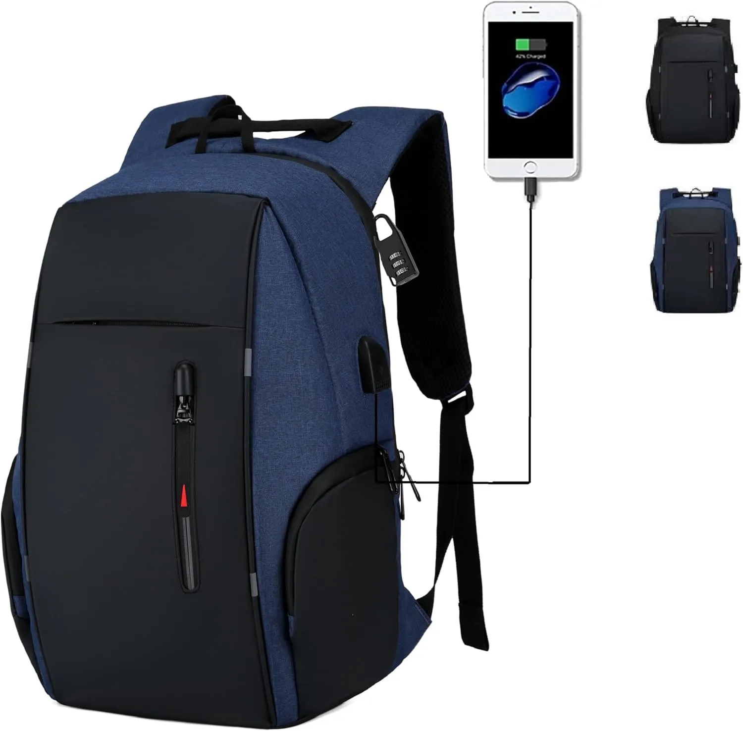17Inch Laptop-Backpack Work-Daypack Water-Resistant Travel-Business Computer Backpacks with USB Charger Port (Laptop backpack, Blue)
