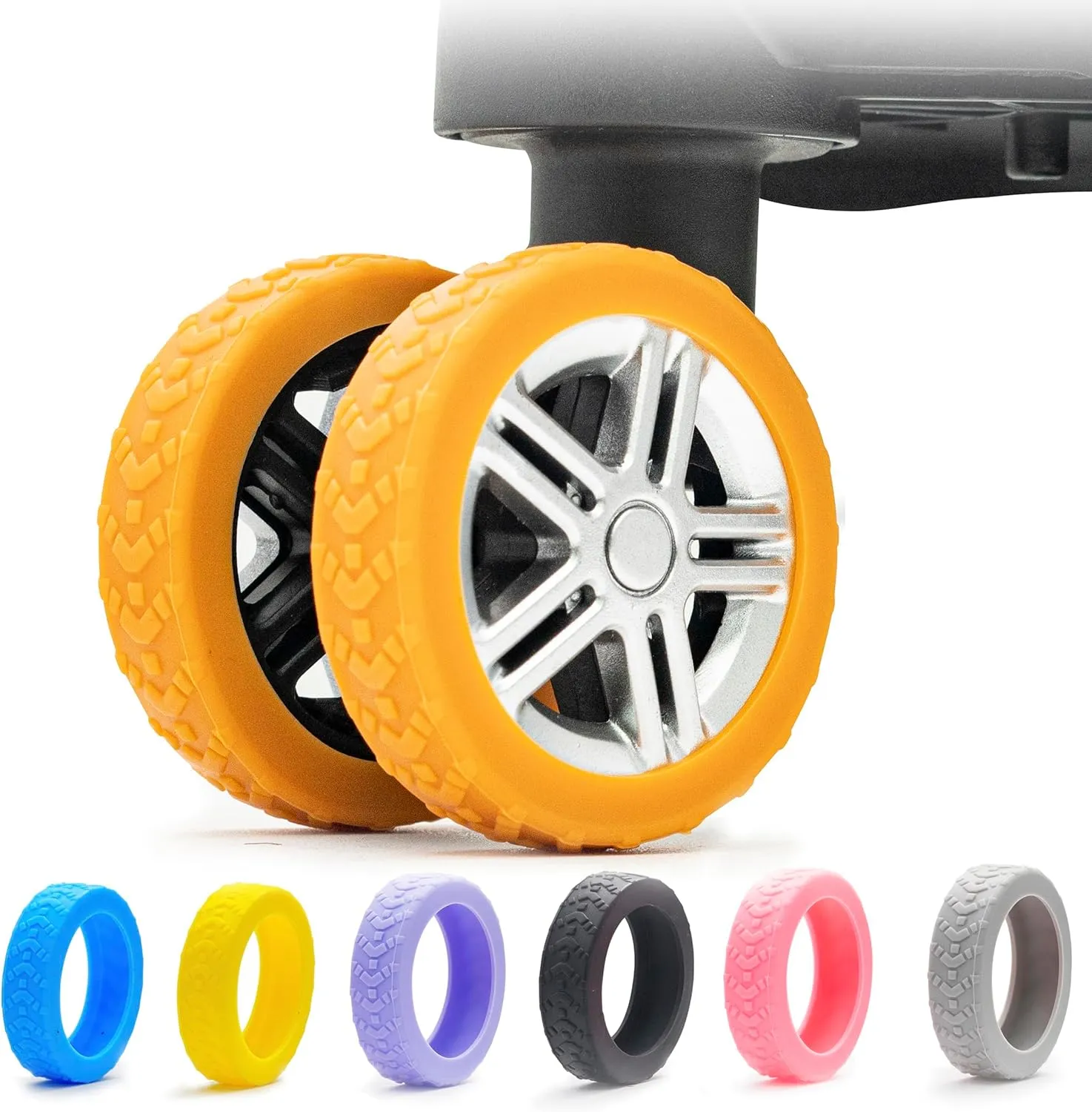 8 Pack Luggage Wheel Covers, Silicone Silent luggage wheel suitcase wheel covers protector covers Cover for Carry-on Luggage with Spinner luggage compartment wheel protection cover (orange)