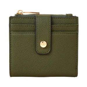 Accessorize London Women'S Faux Leather Khaki Cardholder Zip Purse