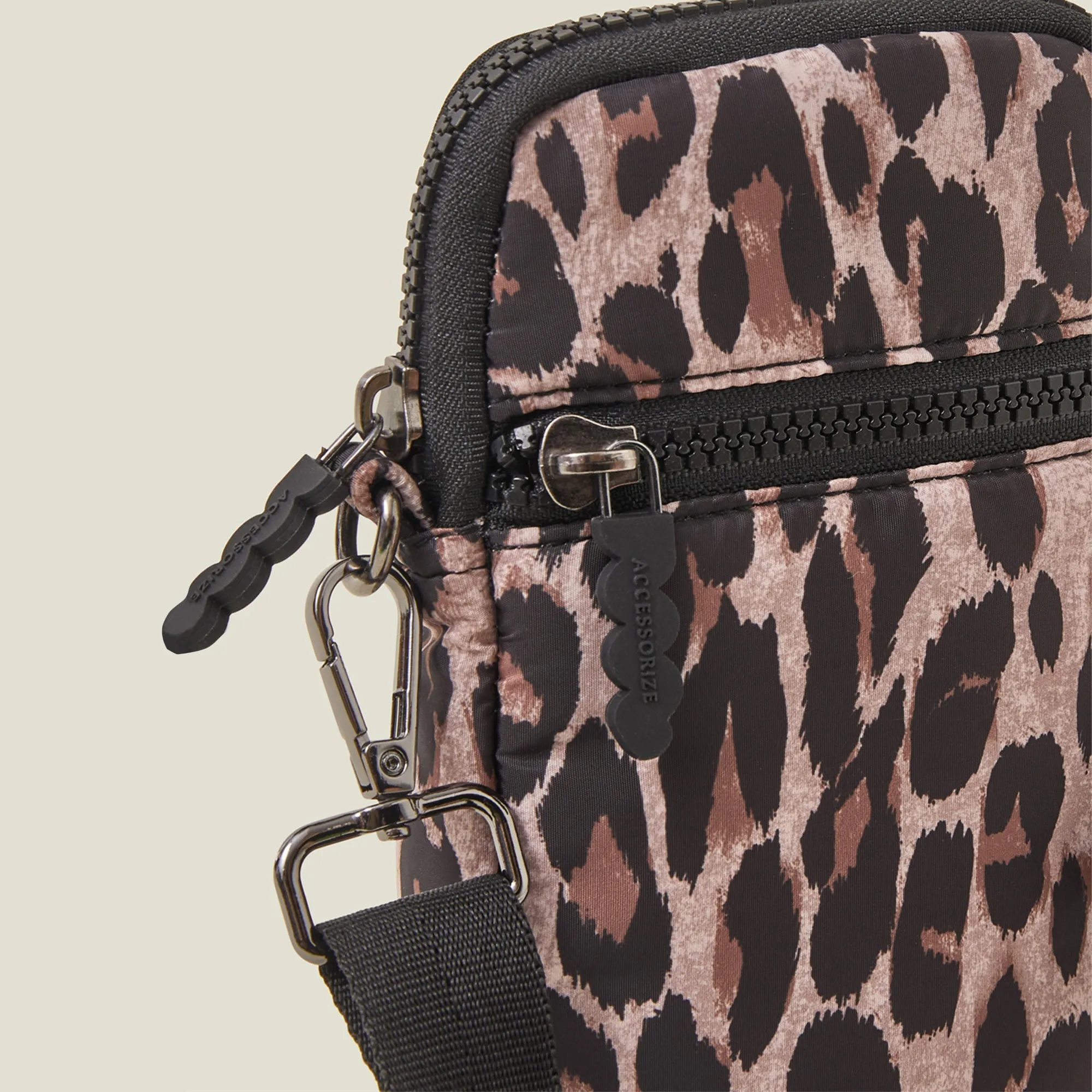 Accessorize London Women's Leopard Print Quilted Phone Bag