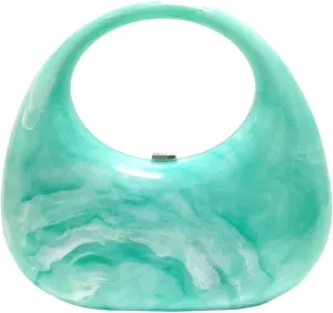 Acrylic Evening Bag for Women Moon Shaped Handbags for Women Top-Handle Hand Purse Clutch for Wedding Cocktail Prom