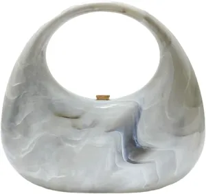 Acrylic Evening Bag for Women Moon Shaped Handbags for Women Top-Handle Hand Purse Clutch for Wedding Cocktail Prom