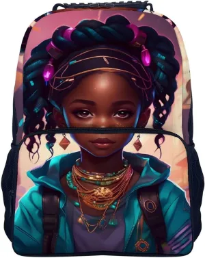 Afro Women African American Black Woman Art Rucksacks Lightweight Multipurpose Anti-Theft Shoulder Bag Big Capacity Laptop Book Bag Rucksack With Padded Straps