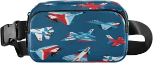 Airplane Blue Red Pattern Belt Bag for Women Men Fanny Pack Small Waist Pouch Crossbody Bags for Outdoor Hiking Running Travel