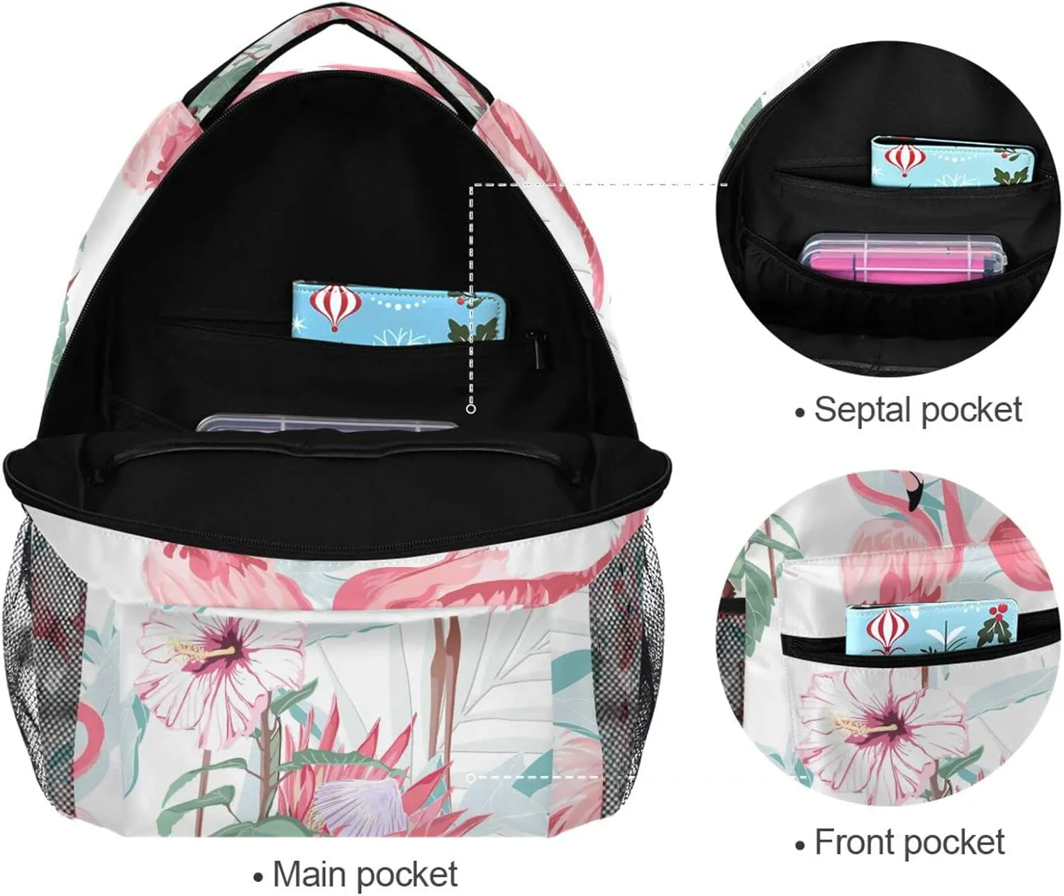 ALAZA Custom Pink Flamingo Backpack for Girls ersonalized Your Name Text Bookbag Kids School Book Bags 3rd 4th 5th Grade Elementary Travel Laptop Daypacks