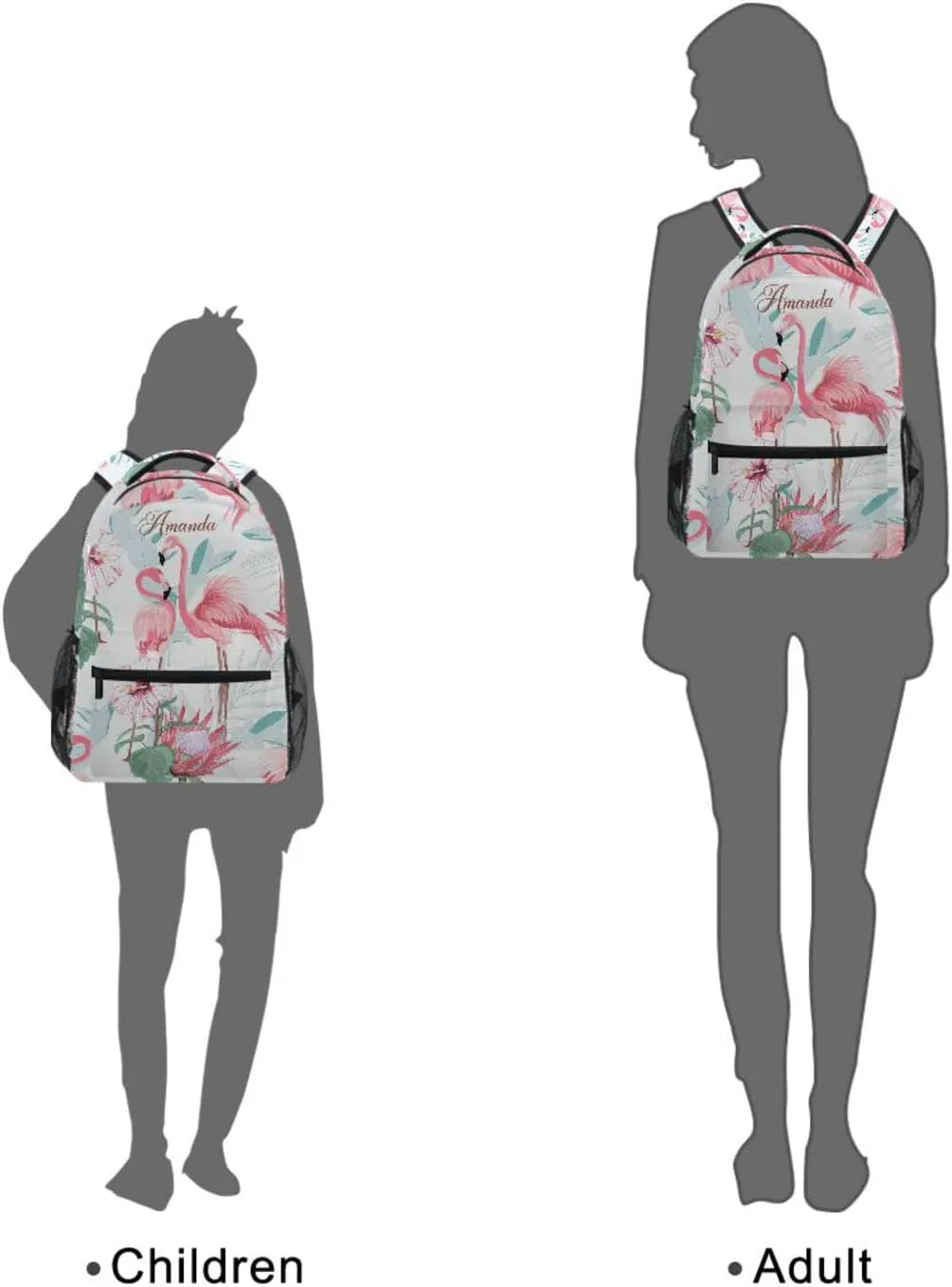 ALAZA Custom Pink Flamingo Backpack for Girls ersonalized Your Name Text Bookbag Kids School Book Bags 3rd 4th 5th Grade Elementary Travel Laptop Daypacks