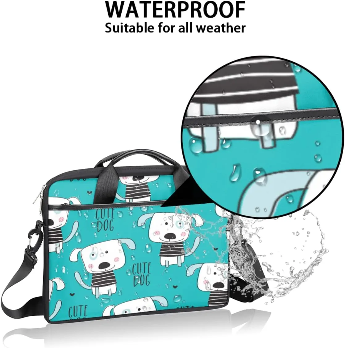 Animal Cat Face Laptop Shoulder Messenger Bag Waterproof Laptop Briefcase Handle Padded Strap