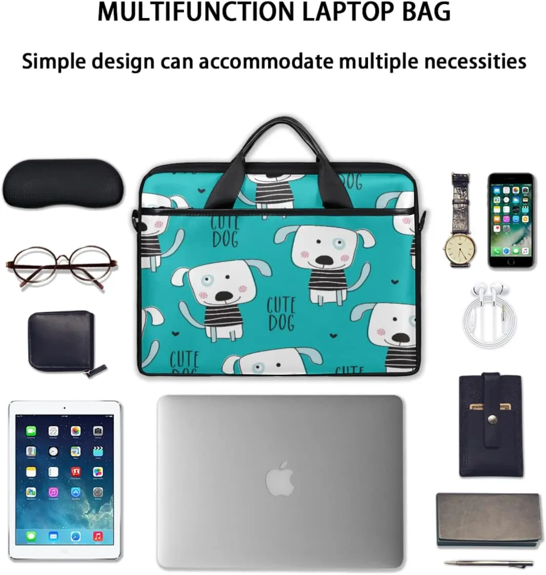 Animal Cat Face Laptop Shoulder Messenger Bag Waterproof Laptop Briefcase Handle Padded Strap