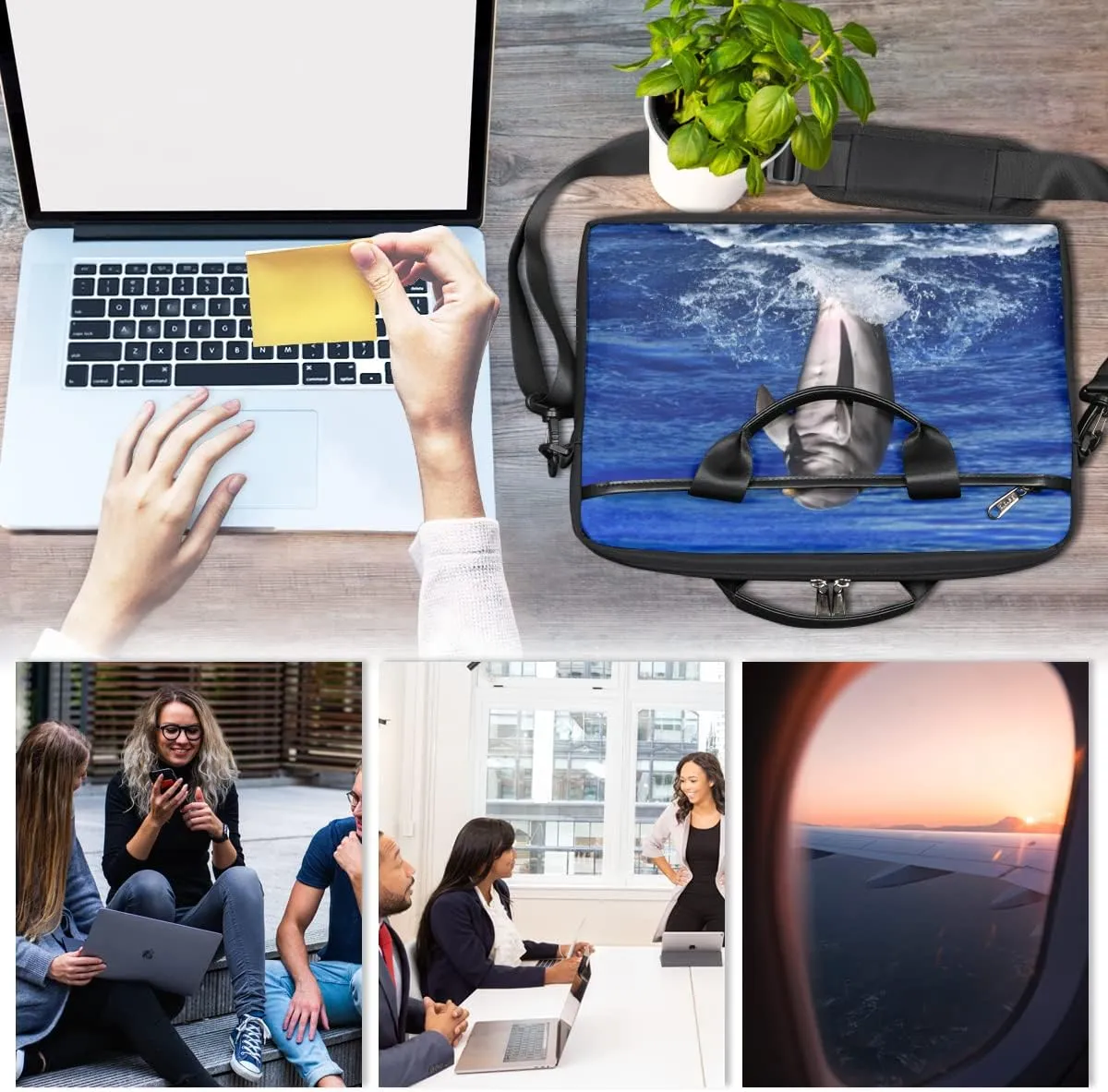 Animal Cute Panda Laptop Shoulder Messenger Bag Waterproof Laptop Briefcase with Handle and Padded Strap Case Sleeve