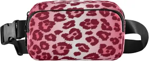Animal Print Leopard Red Belt Bag for Women Men Fanny Pack Small Waist Pouch Crossbody Bags for Outdoor Hiking Running Travel