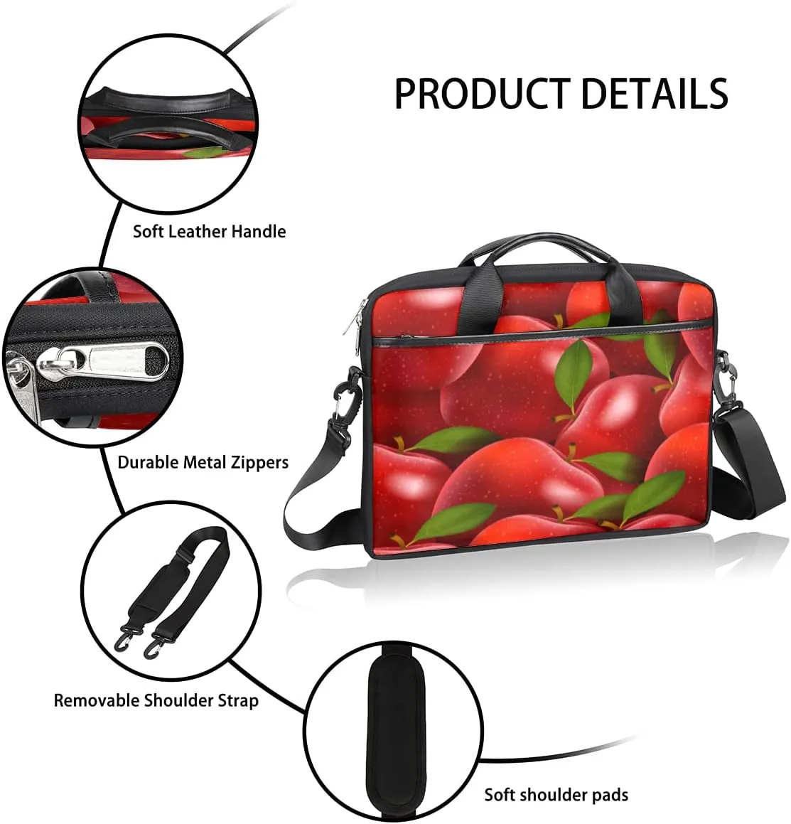 Animals Alphabet Letters Laptop Shoulder Messenger Bag Waterproof Laptop Briefcase Handle Padded Strap