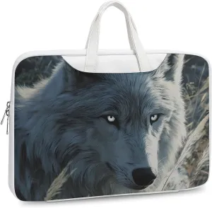 Arctic Wolf Leather Bag Laptop Case Slim Water Resistant Computer Bags with Handle Briefcase for Work