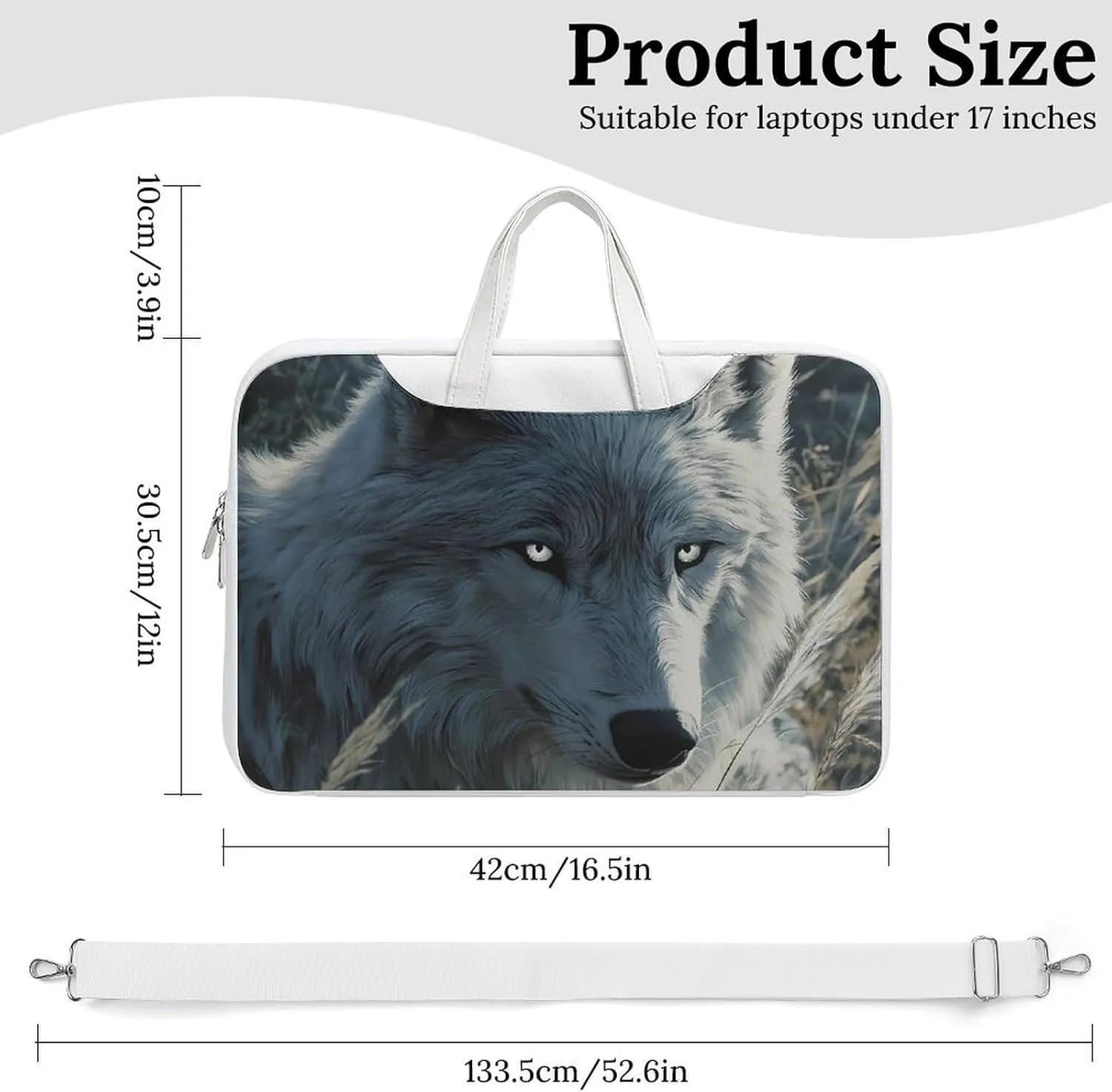 Arctic Wolf Leather Bag Laptop Case Slim Water Resistant Computer Bags with Handle Briefcase for Work