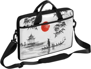 Art Japanese Painting Laptop Shoulder Messenger Bag Waterproof Laptop Briefcase with Handle and Padded Strap Case Sleeve for 13 13.3 14 15.6 Inch Laptop Case
