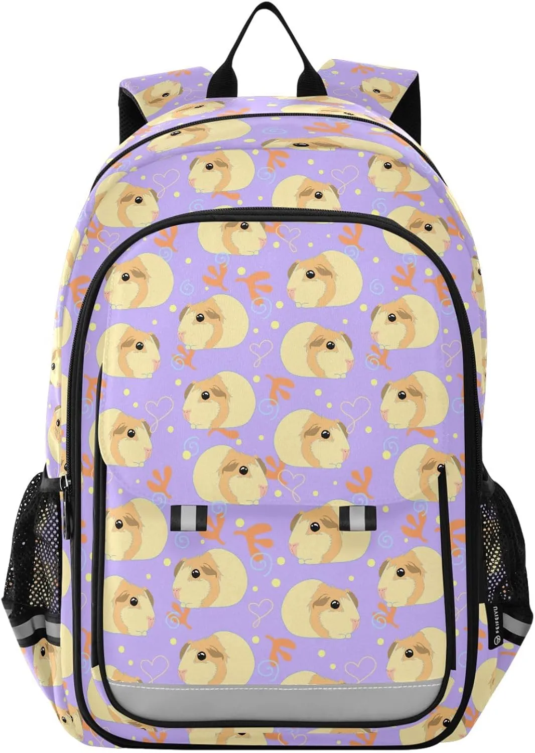 Aslsiy Kids Backpack Cute Guinea Pigs School Backpack for Boys Girls Purple Book Bags Daycare 17 Inch Laptop Bag
