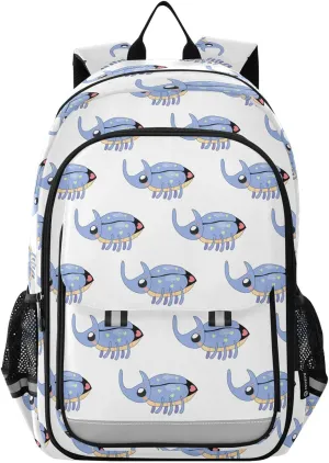 Aslsiy Kids Backpack Cute Rhinoceros Beetle School Backpack for Boys Girls White Book Bags Daycare 17 Inch Laptop Bag
