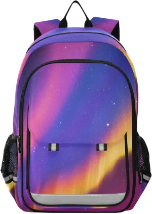 Aslsiy Kids Backpack for Boys Girls Aurora Blue Red School Backpack Book Bags Daycare Bag 17 Inch Adult Laptop Bag