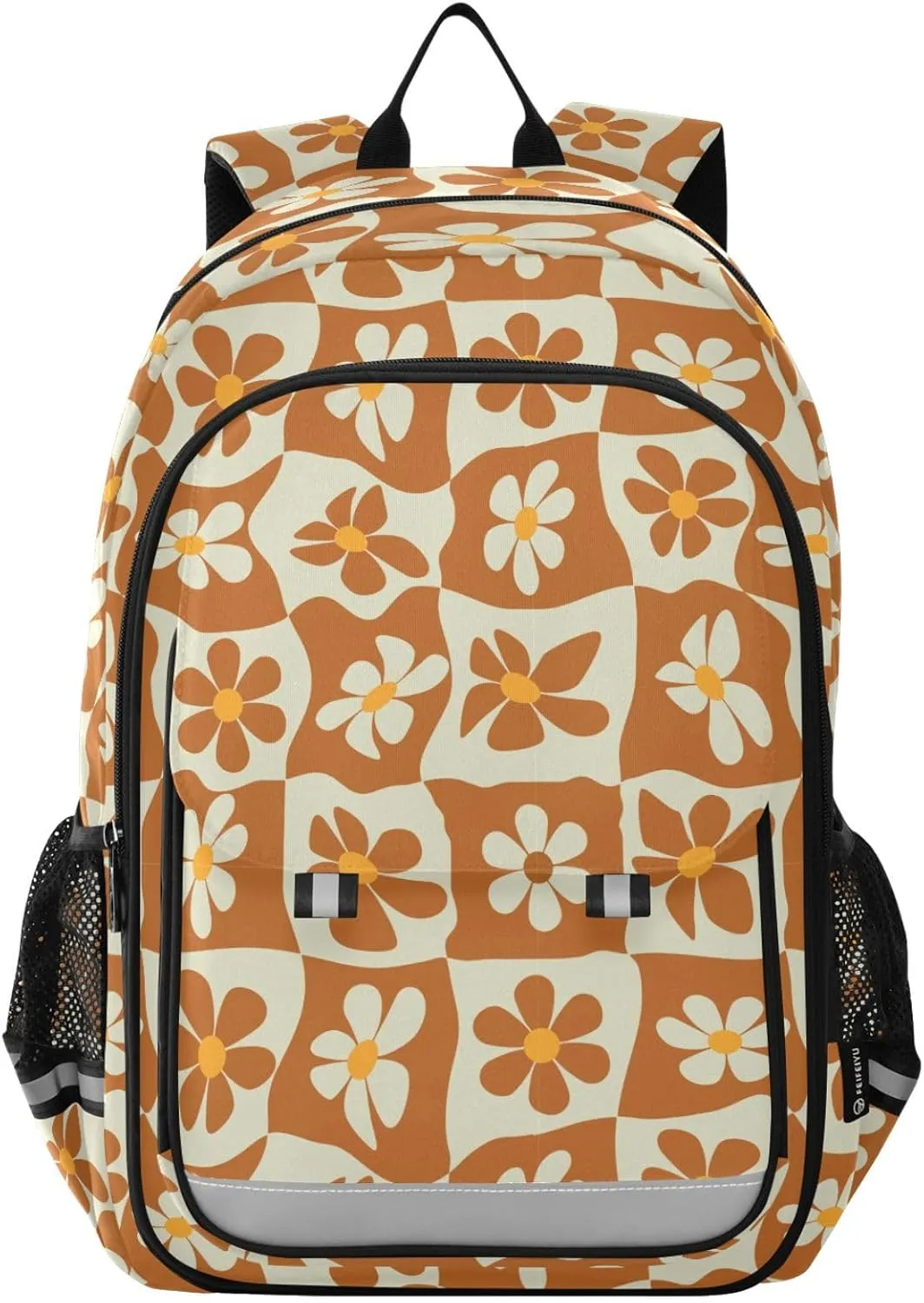 Aslsiy Kids Backpack Retro Flowers School Backpack for Boys Girls Distorted Plaid Book Bags Daycare 17 Inch Laptop Bag