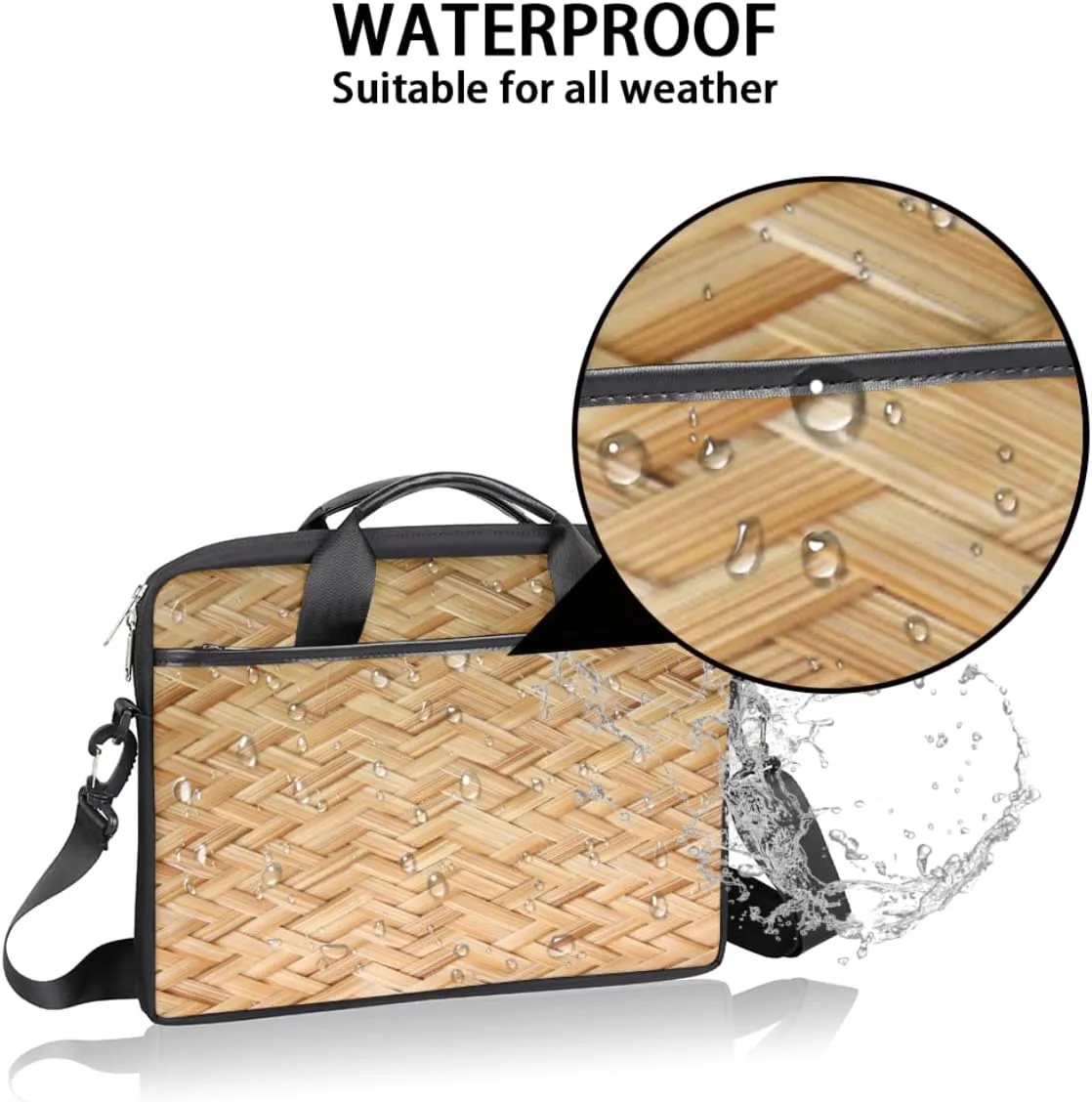 Autumn Fall Leaves Laptop Shoulder Messenger Bag Waterproof Laptop Briefcase Handle Padded Strap