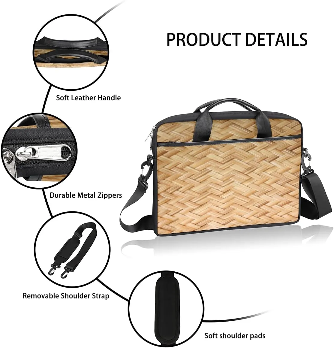 Autumn Fall Leaves Laptop Shoulder Messenger Bag Waterproof Laptop Briefcase Handle Padded Strap