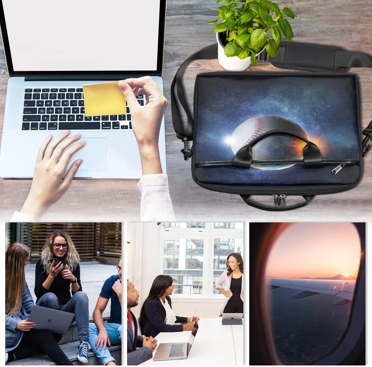 Avocado Pattern Laptop Shoulder Messenger Bag Waterproof Laptop Briefcase Handle Padded Strap
