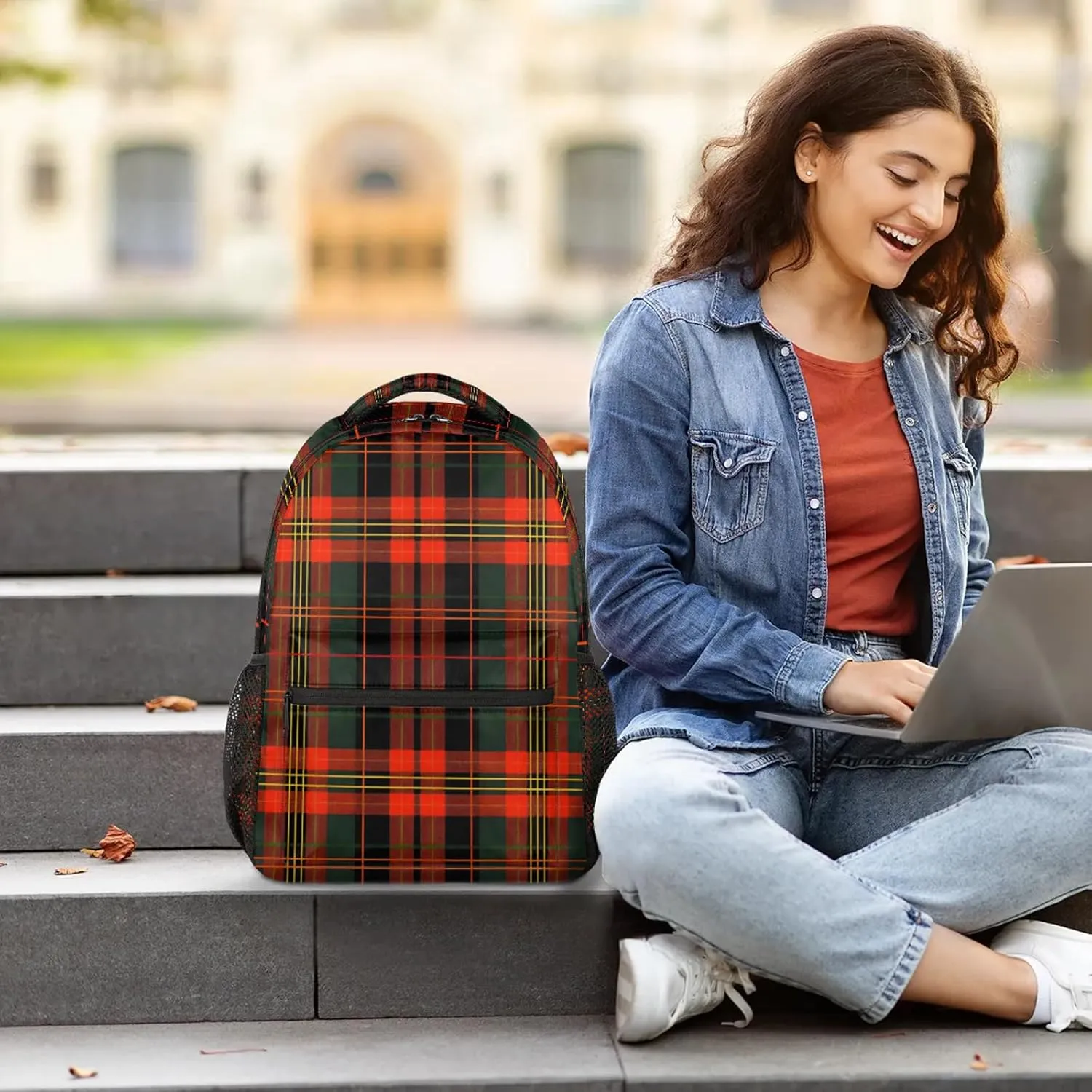 Backpack Black and Red Checkered Book Bags Laptop Backpacks Lightweight Multipurpose Daypack for Men Women Travel Hiking