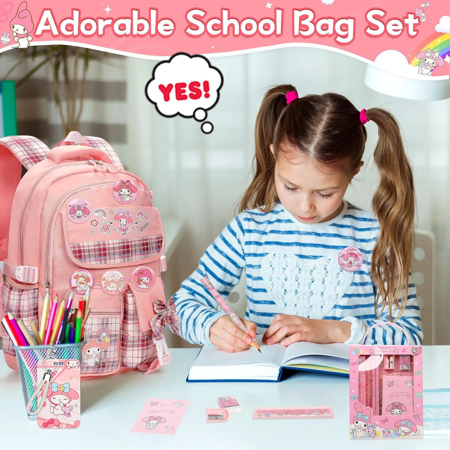 Backpack for Girls Anime Schoolbag Cartoon Backpack Laptop Bookbags