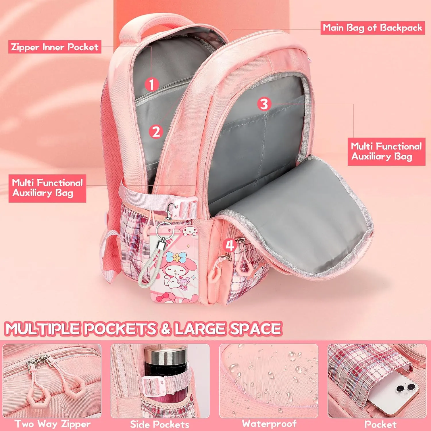 Backpack for Girls Anime Schoolbag Cartoon Backpack Laptop Bookbags