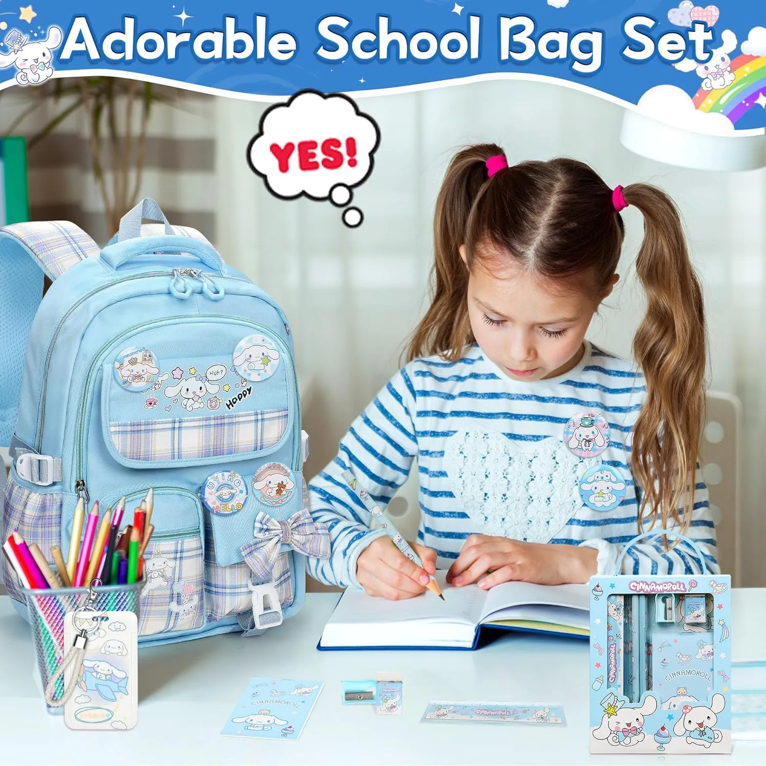 Backpack for Girls Anime Schoolbag Cartoon Backpack Laptop Bookbags