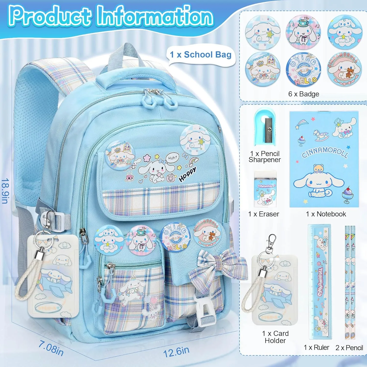 Backpack for Girls Anime Schoolbag Cartoon Backpack Laptop Bookbags
