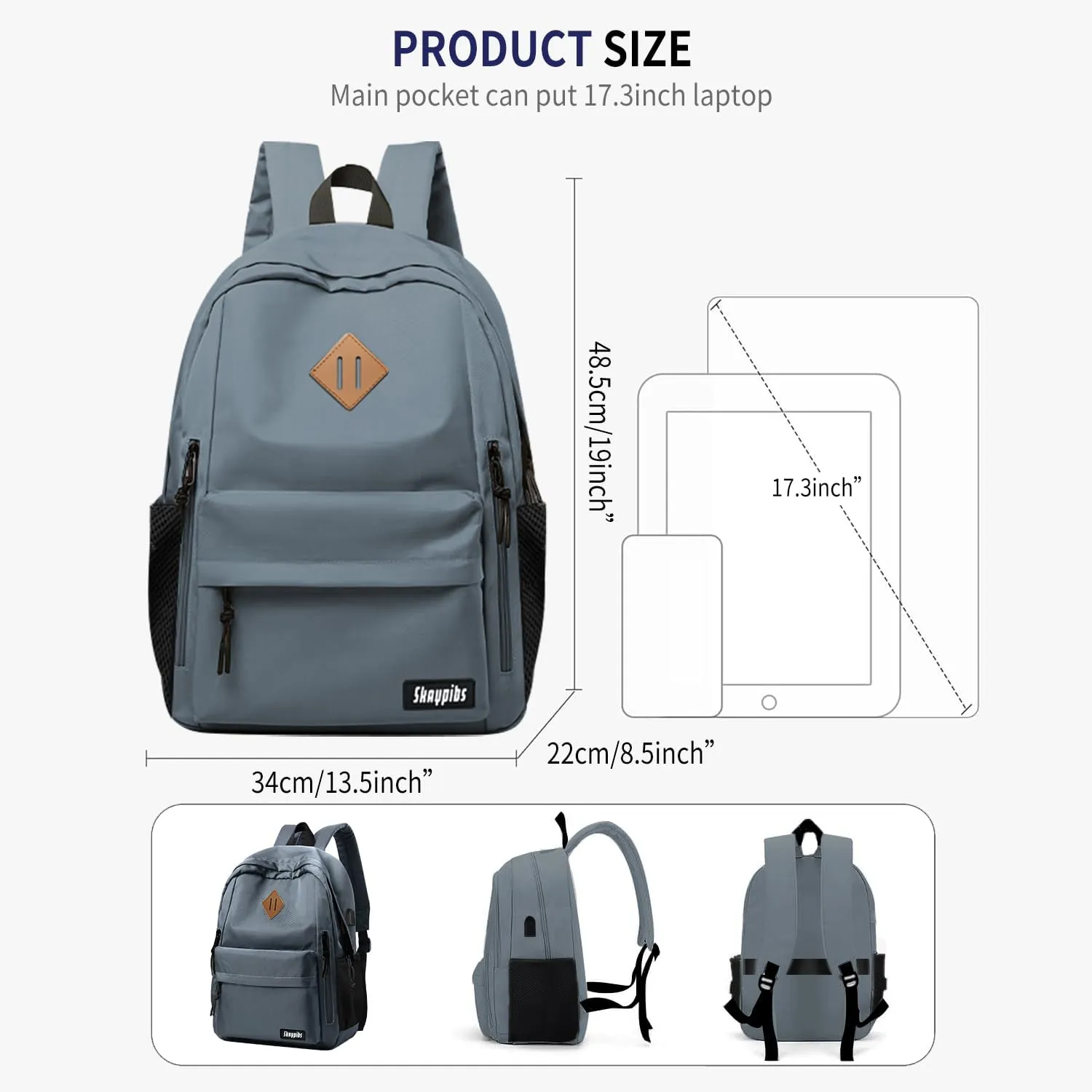 Backpack for School, Backpack for Teen Boys Girls, Lightweight Middle Colloge High School Backpack for Women Men, Simple Daypack Bookbag, Kids Book Bag, Mochilas Escolares para Grey