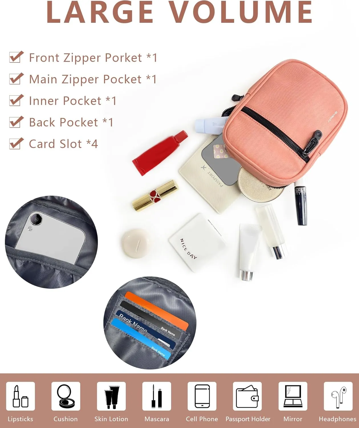 BAPHITY Crossbody Bag Sling Purses for Women Trendy, Convertible Multi Position Fanny Back Pack Sling Bag for Women Cross Body
