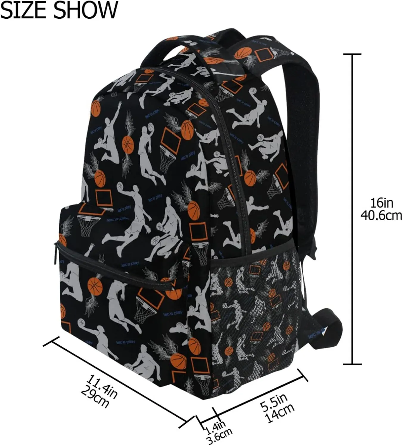 Basketball School Backpack Basketball School Book Bags Bookbags, Travel Laptop Backpack College School Computer Bag Hiking Camping Casual Daypack