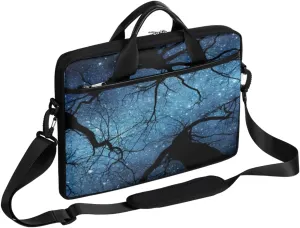 Beautiful Night Sky Trees Laptop Shoulder Messenger Bag Waterproof Laptop Briefcase with Handle and Padded Strap Case Sleeve for 13 13.3 14 15.6 Inch Laptop Case