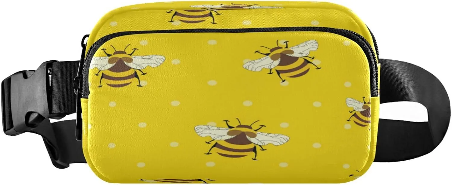 Bees Yellow Animal Dot Cartoon Belt Bag for Women Men Fanny Pack Small Waist Pouch Crossbody Bags for Outdoor Hiking Running Travel