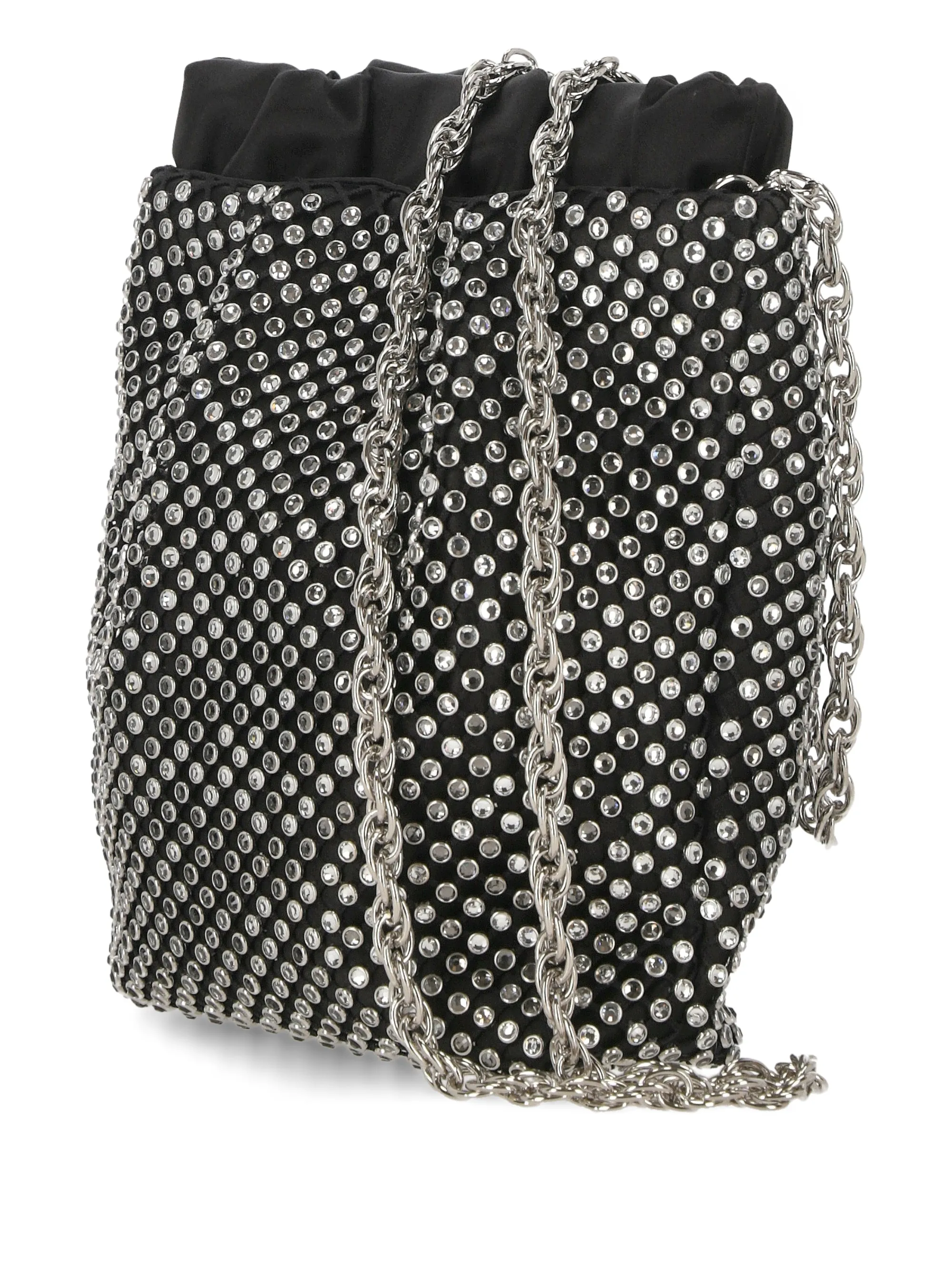 Black Satin Crystal Embellished Bag