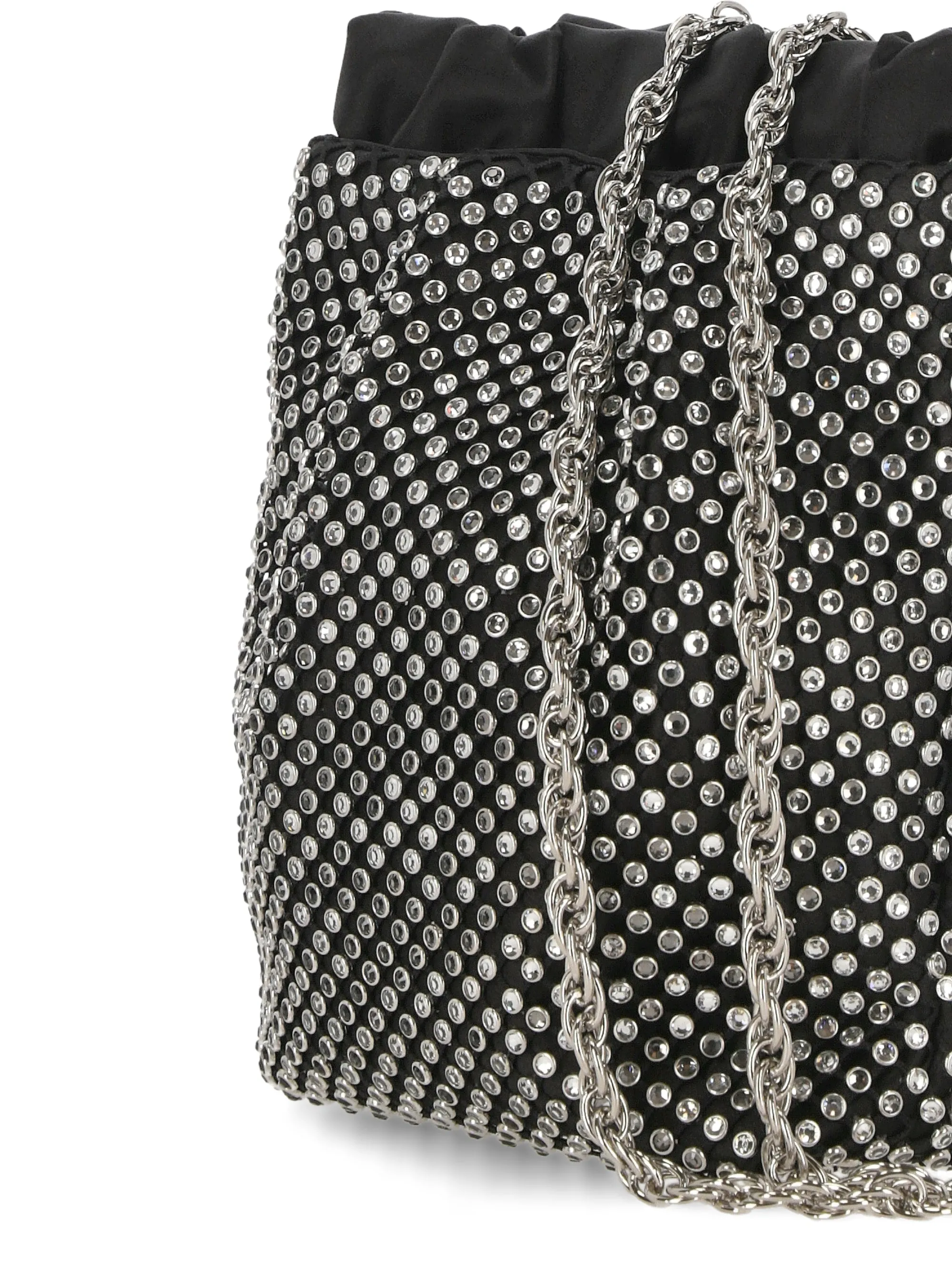 Black Satin Crystal Embellished Bag