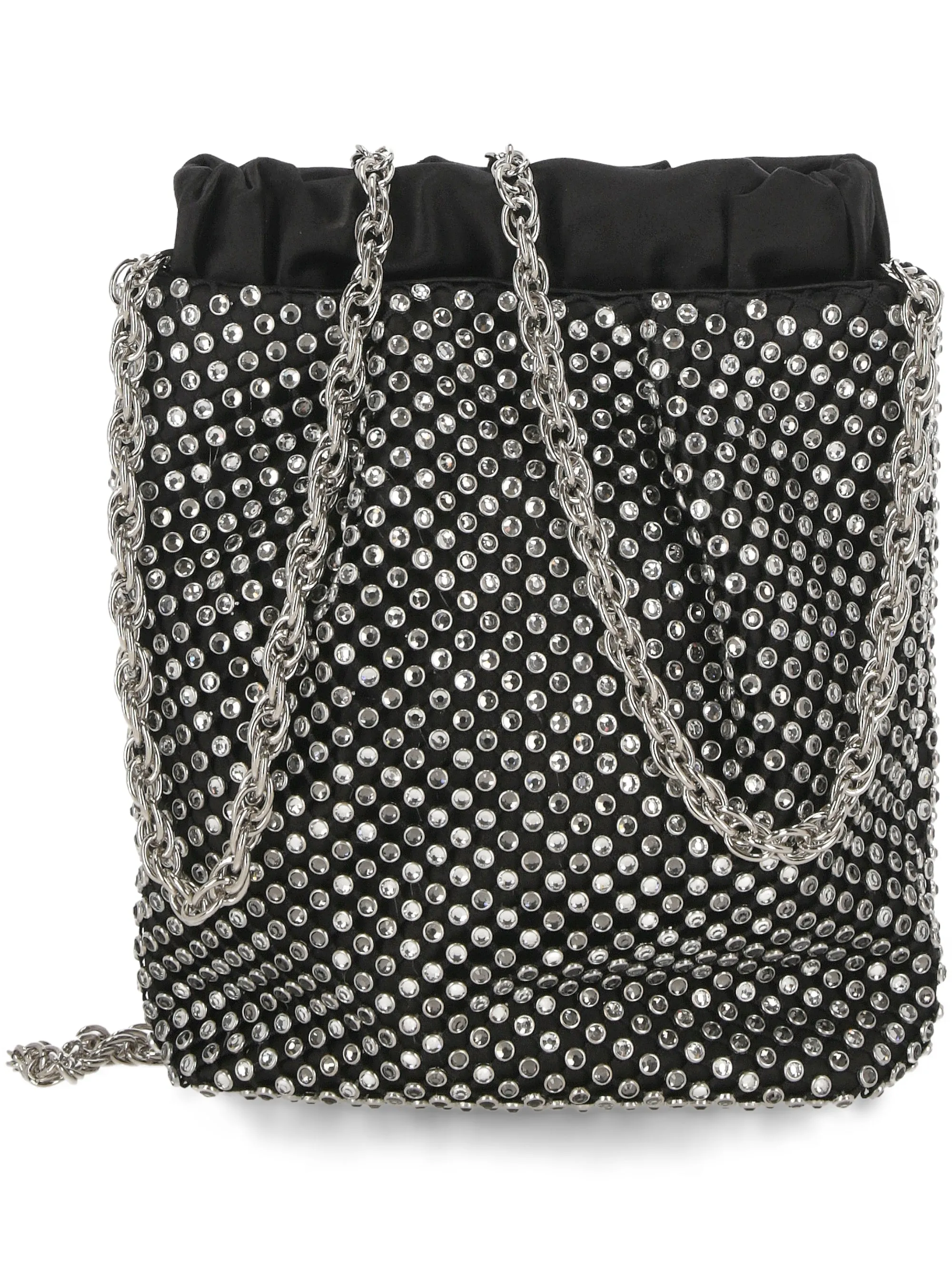 Black Satin Crystal Embellished Bag