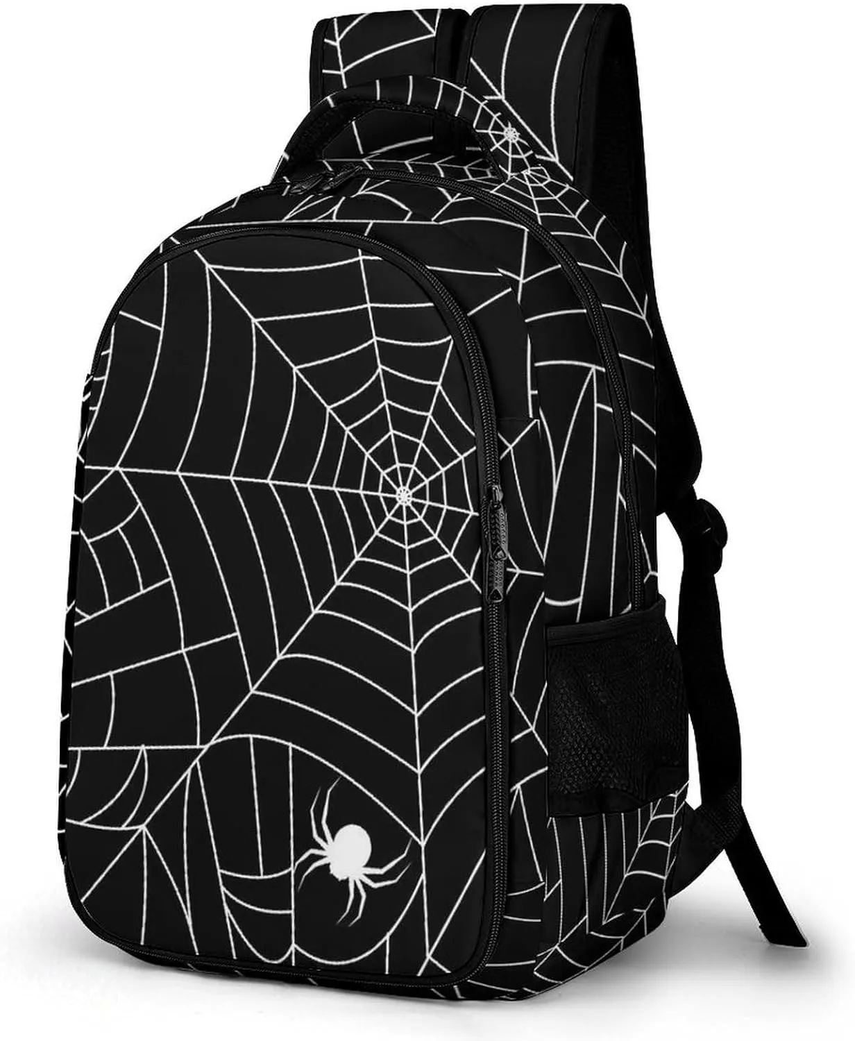 Black Spider Web Large Travel Backpack Bags Daypack Laptop Work Computer Hiking Back Packs with Multiple Pockets