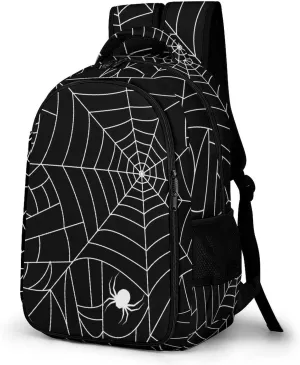 Black Spider Web Large Travel Backpack Bags Daypack Laptop Work Computer Hiking Back Packs with Multiple Pockets