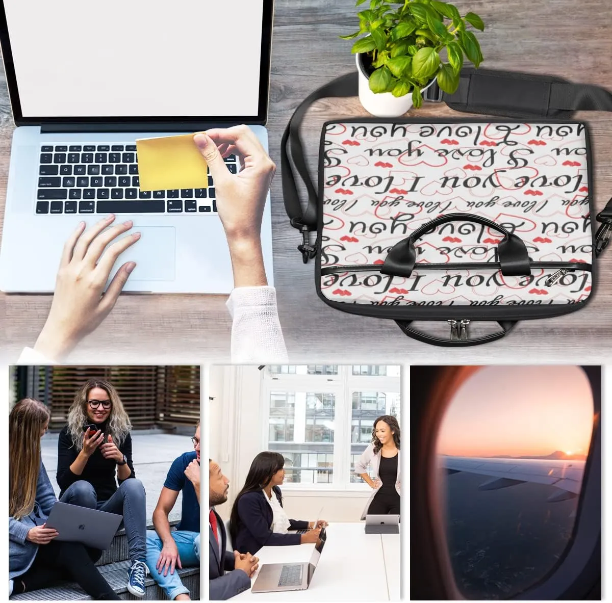 Blue Pattern Laptop Shoulder Messenger Bag Waterproof Laptop Briefcase with Handle and Padded Strap Case Sleeve