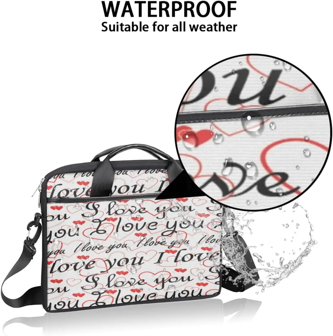 Blue Pattern Laptop Shoulder Messenger Bag Waterproof Laptop Briefcase with Handle and Padded Strap Case Sleeve