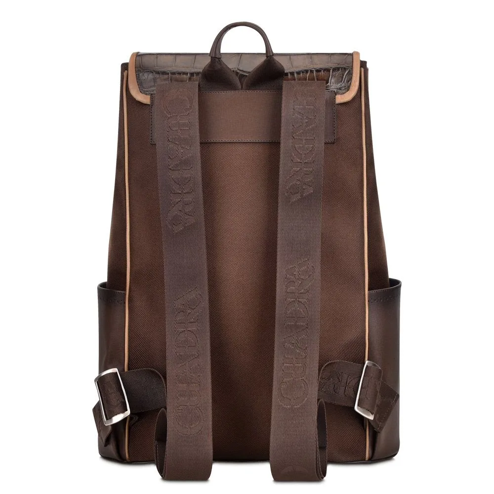 BO444AL - Cuadra chocolate fashion alligator backpack for men or women